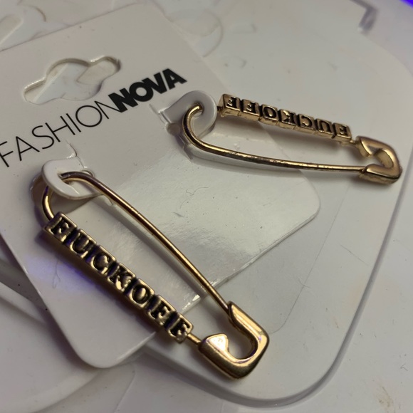 Gold silver pin earrings - Picture 1 of 1